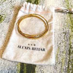 Alexis Bittar Gold Tone Crystal Bangle Bracelet